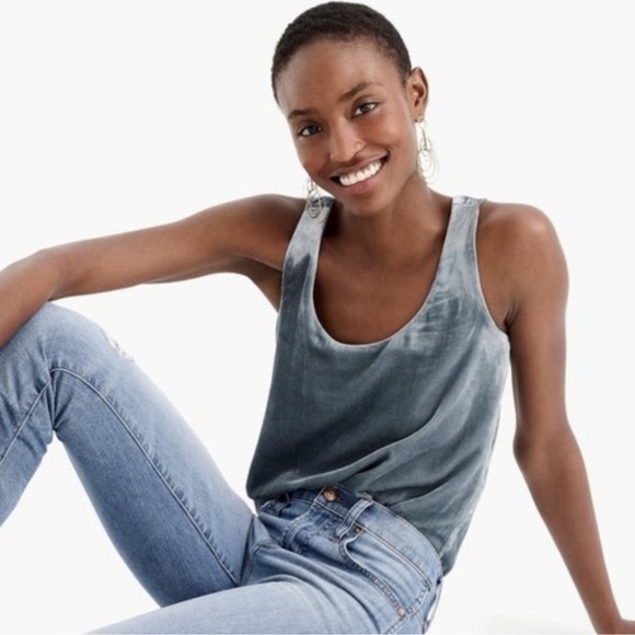 J. Crew Velvet Tank Top Scoop Neck in Gentle Sea 6 - Picture 4 of 15